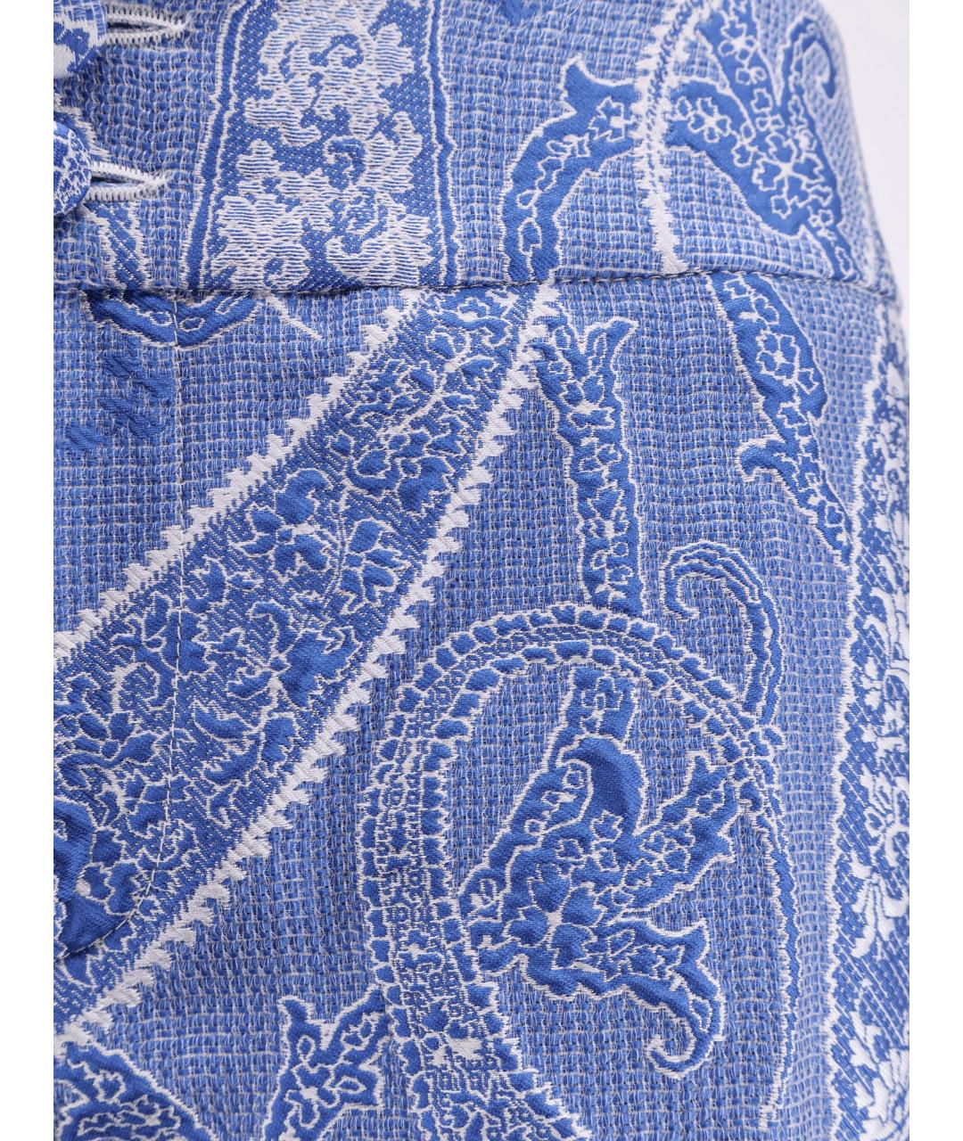 ETRO Синие полиэстеровые прямые брюки, фото 3