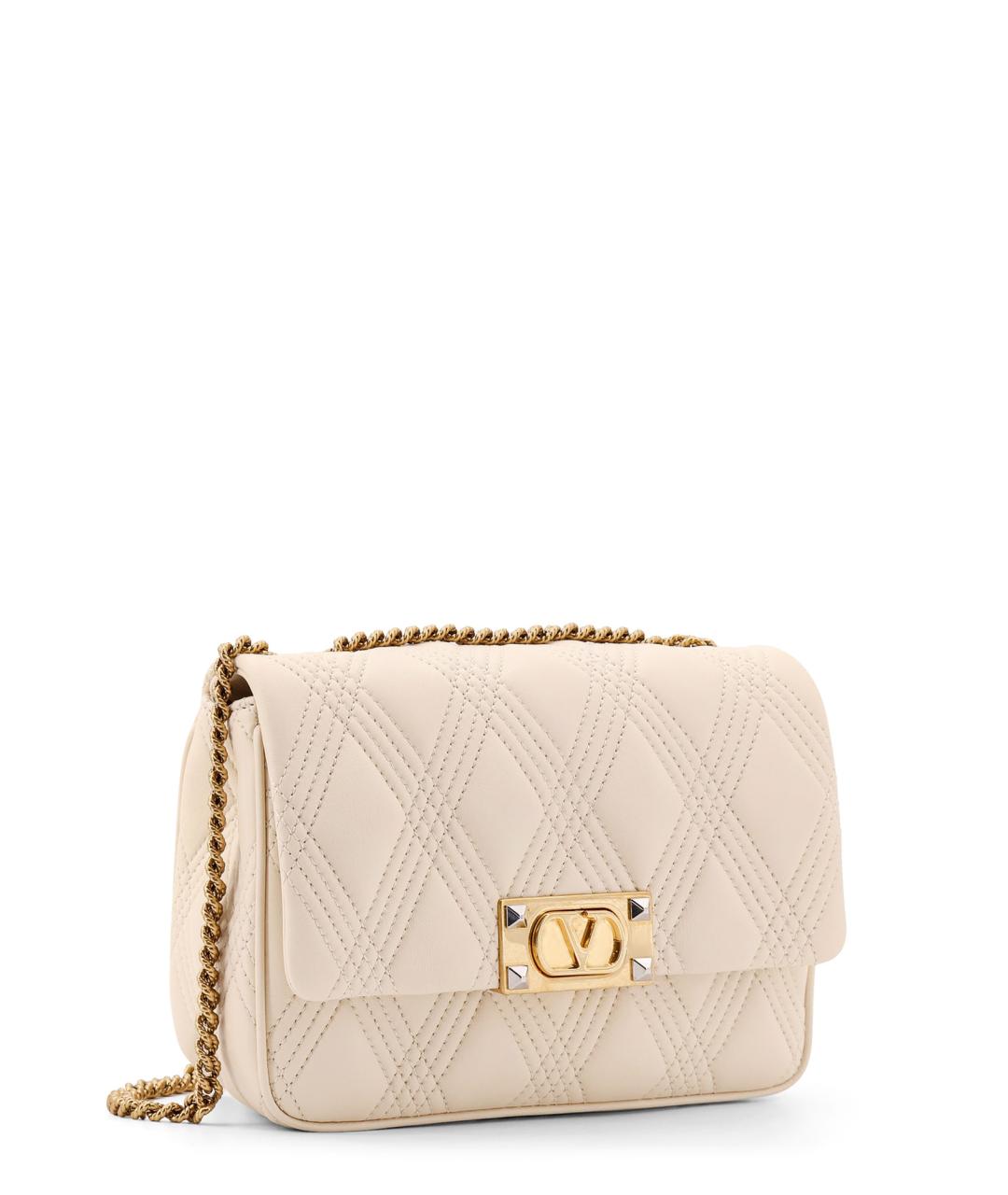 VALENTINO Бежевая кожаная сумка через плечо, фото 3