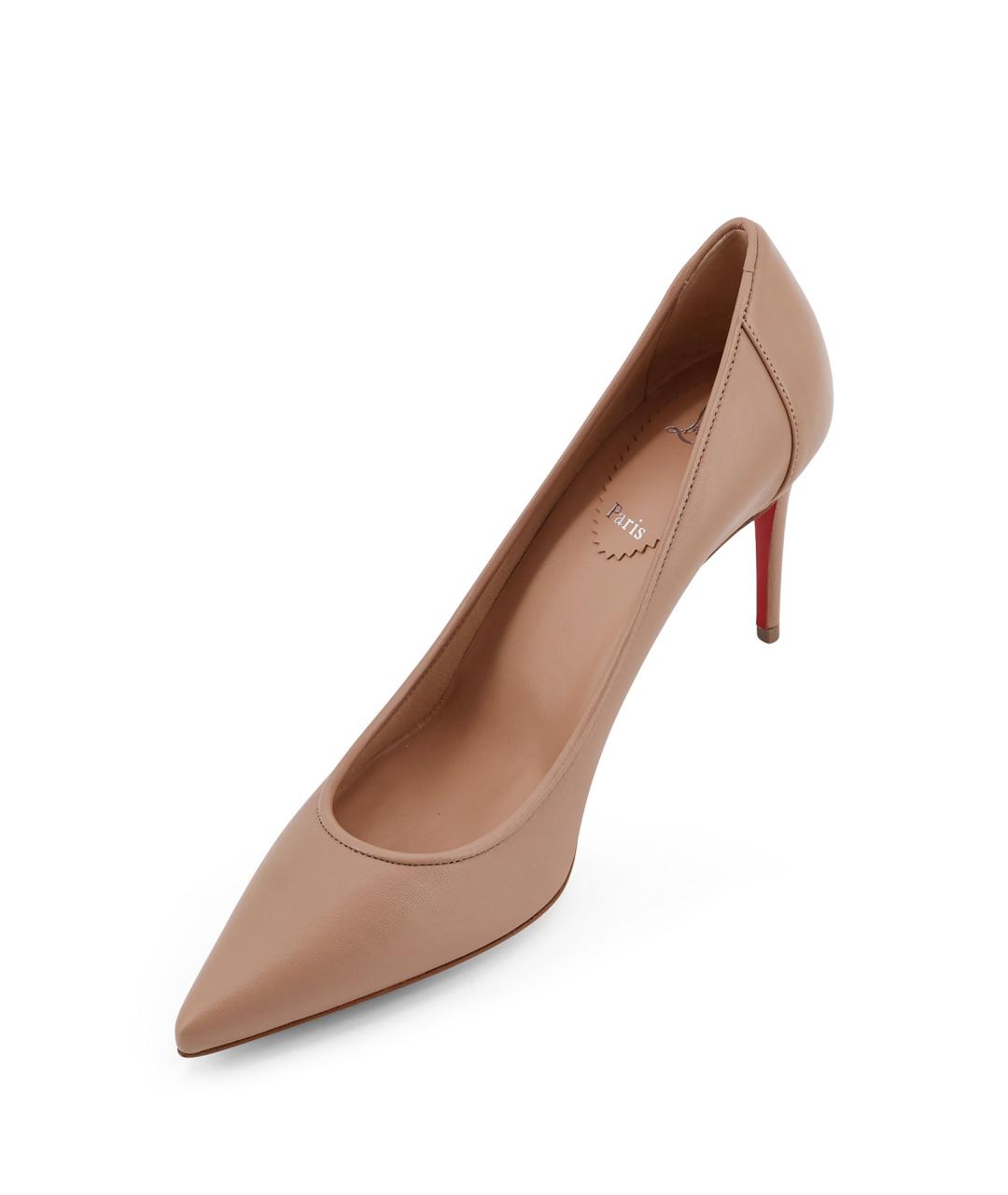 CHRISTIAN LOUBOUTIN Бежевые кожаные туфли, фото 4