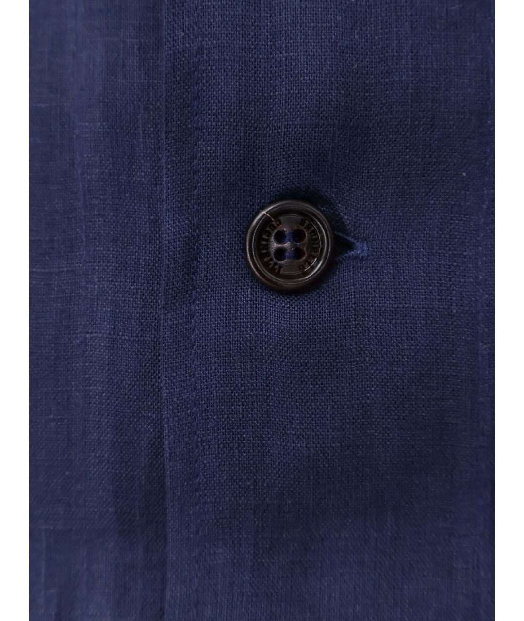 BRUNELLO CUCINELLI Синяя льняная кэжуал рубашка, фото 3