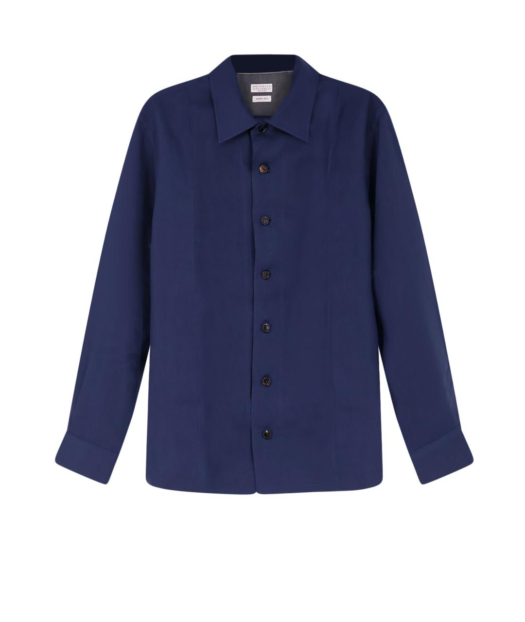 BRUNELLO CUCINELLI Синяя льняная кэжуал рубашка, фото 1
