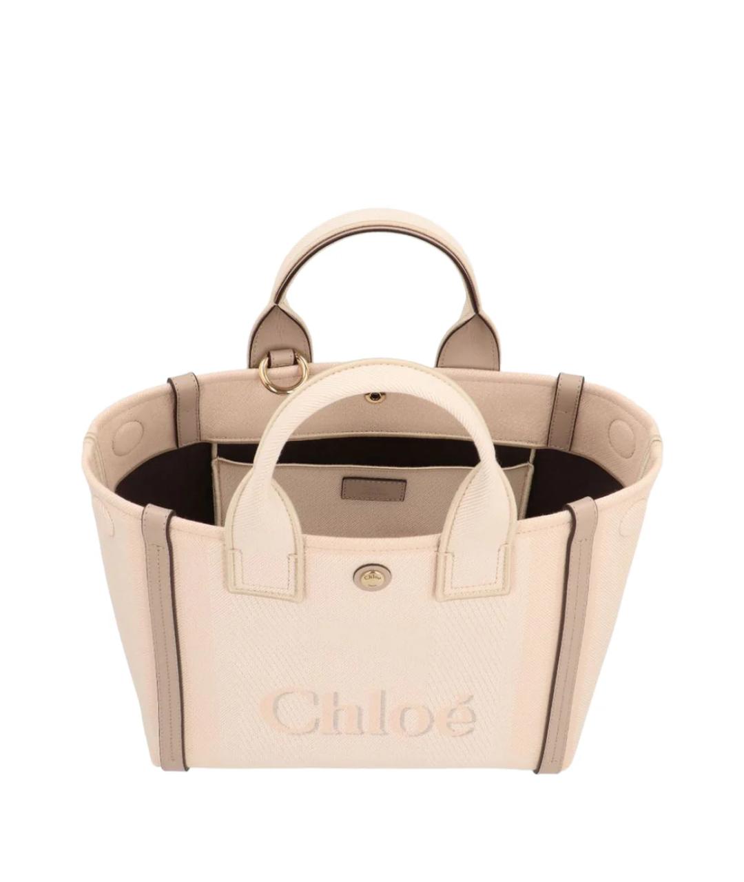 CHLOE Бежевая тканевая сумка тоут, фото 4