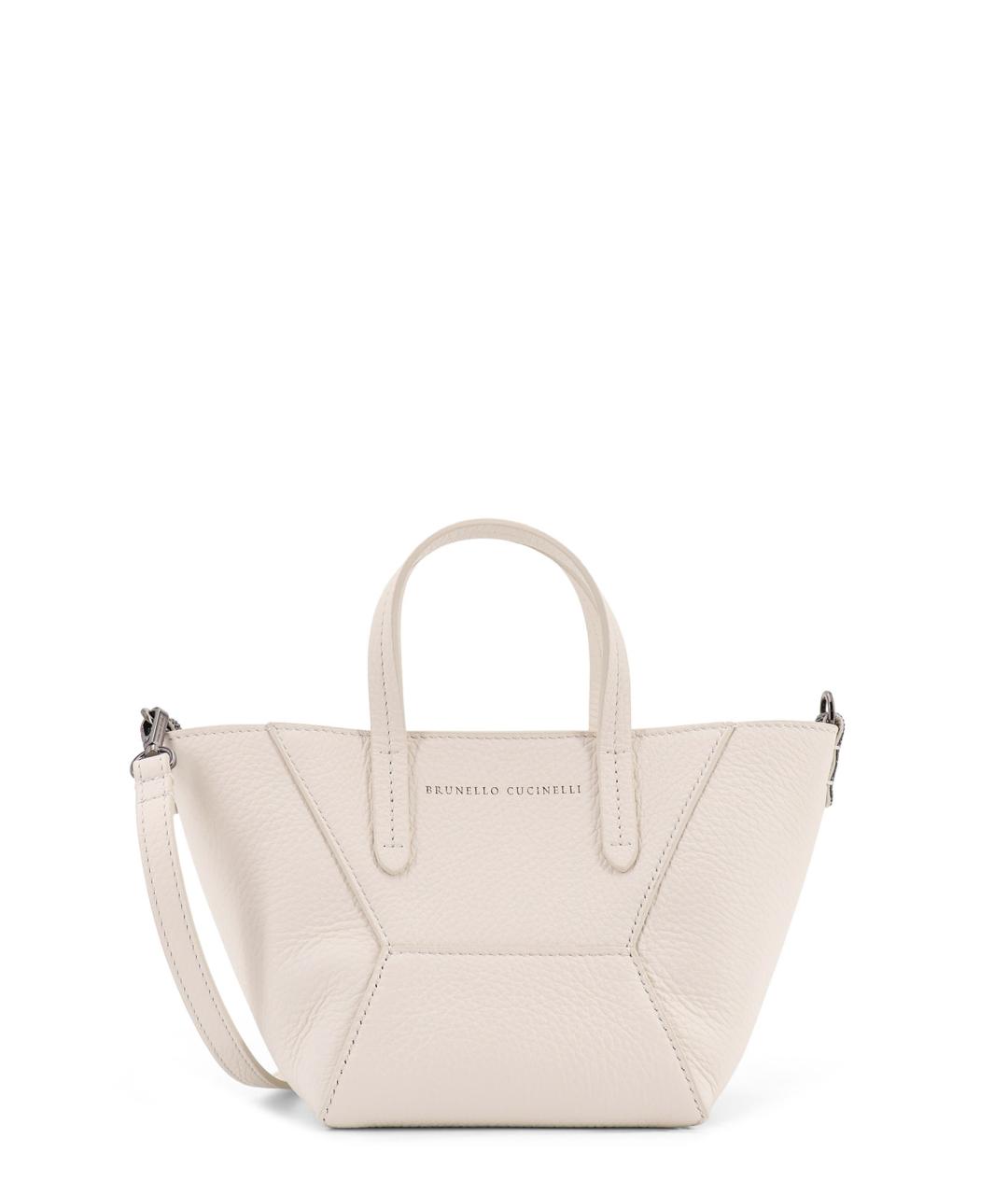 BRUNELLO CUCINELLI Белая кожаная сумка тоут, фото 1