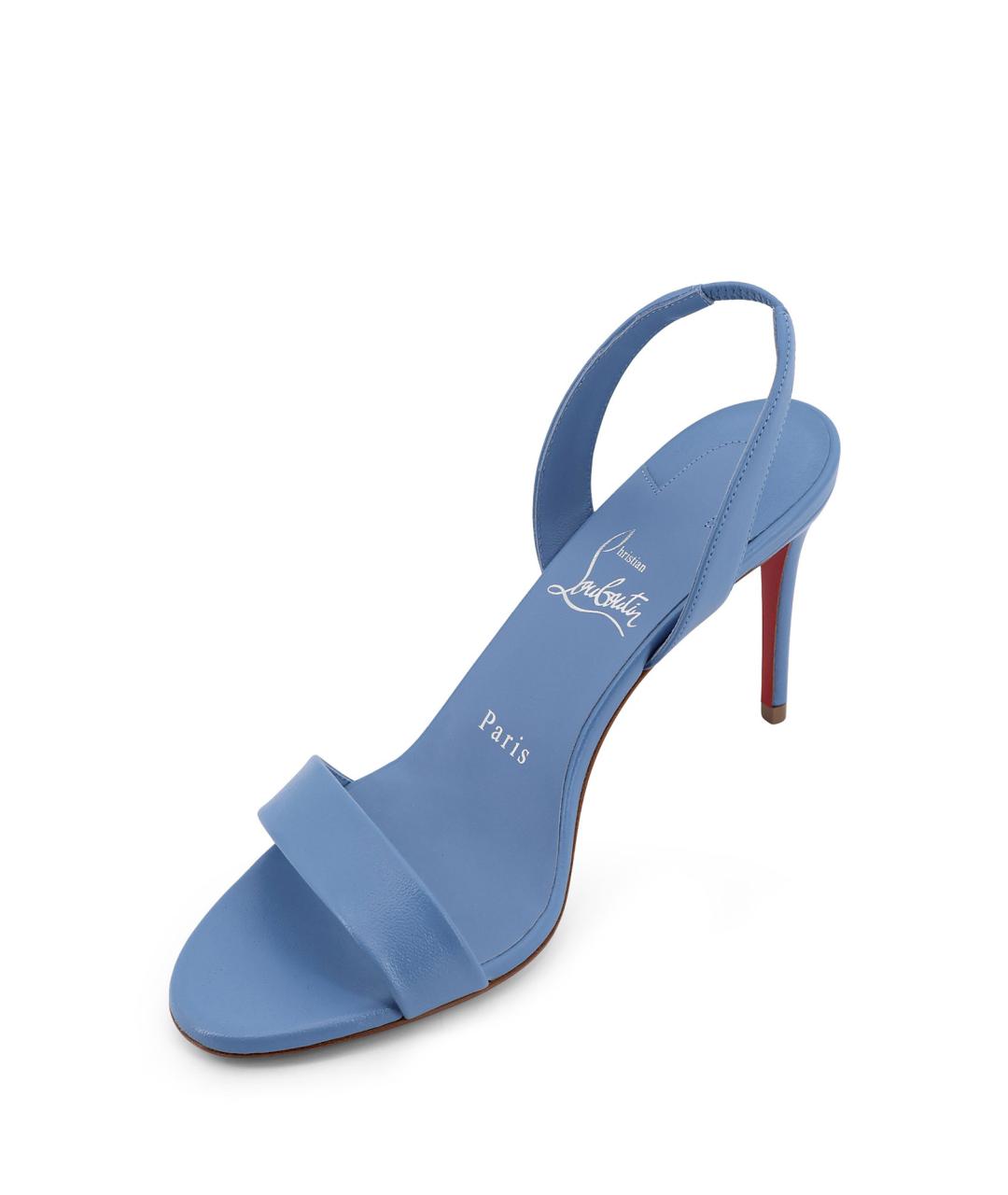 CHRISTIAN LOUBOUTIN Синие кожаные босоножки, фото 4