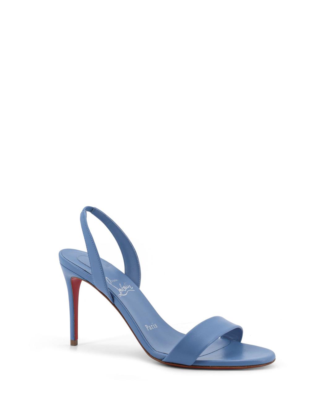 CHRISTIAN LOUBOUTIN Синие кожаные босоножки, фото 2