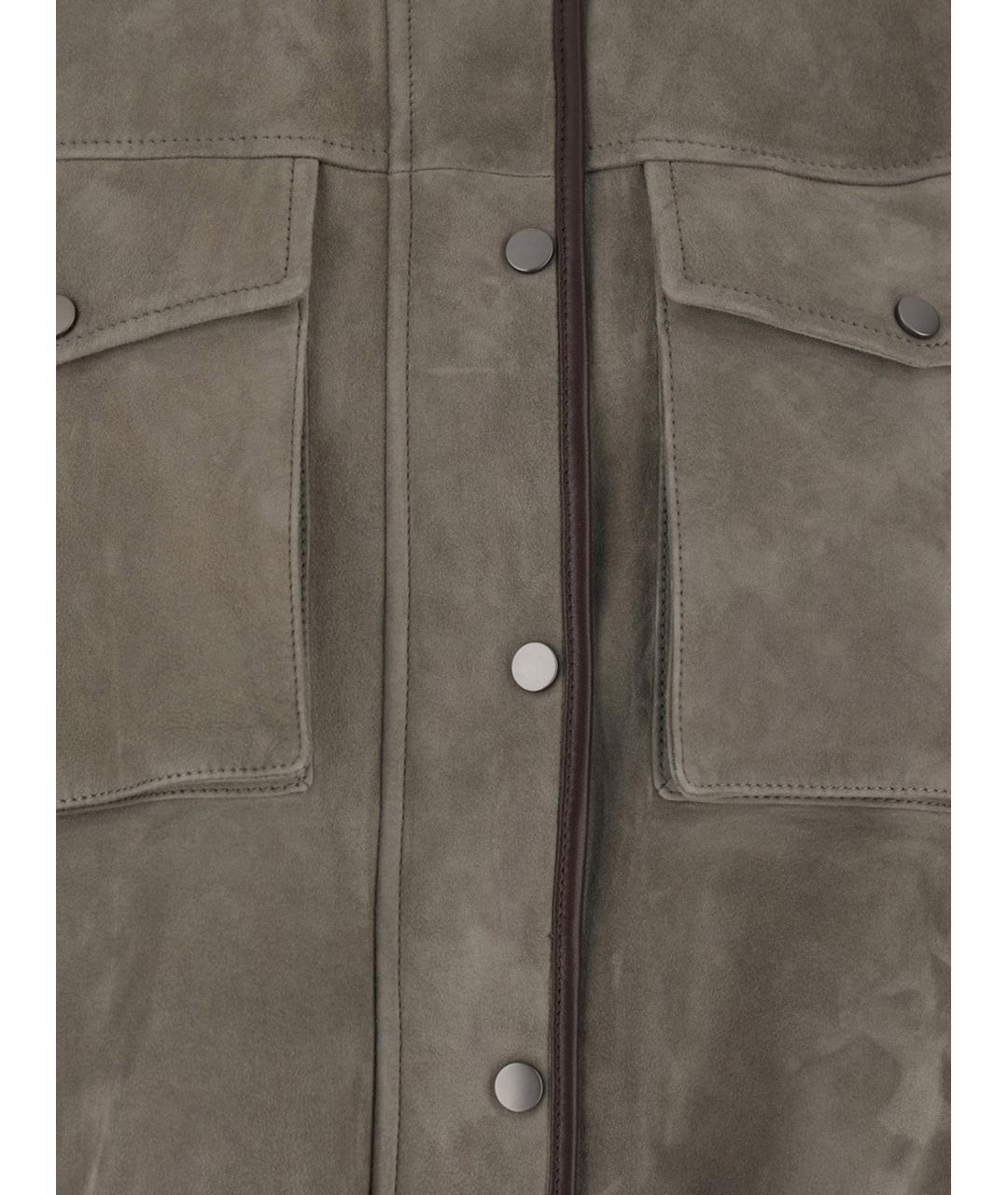 BRUNELLO CUCINELLI Серая замшевая куртка, фото 3