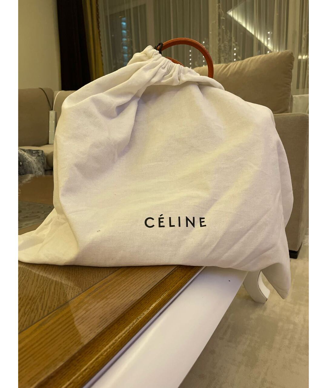 CELINE PRE-OWNED Оранжевая кожаная сумка тоут, фото 8