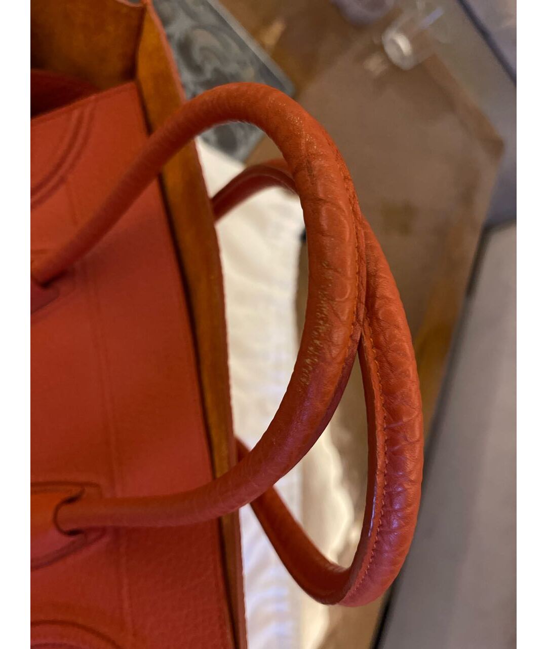 CELINE PRE-OWNED Оранжевая кожаная сумка тоут, фото 7