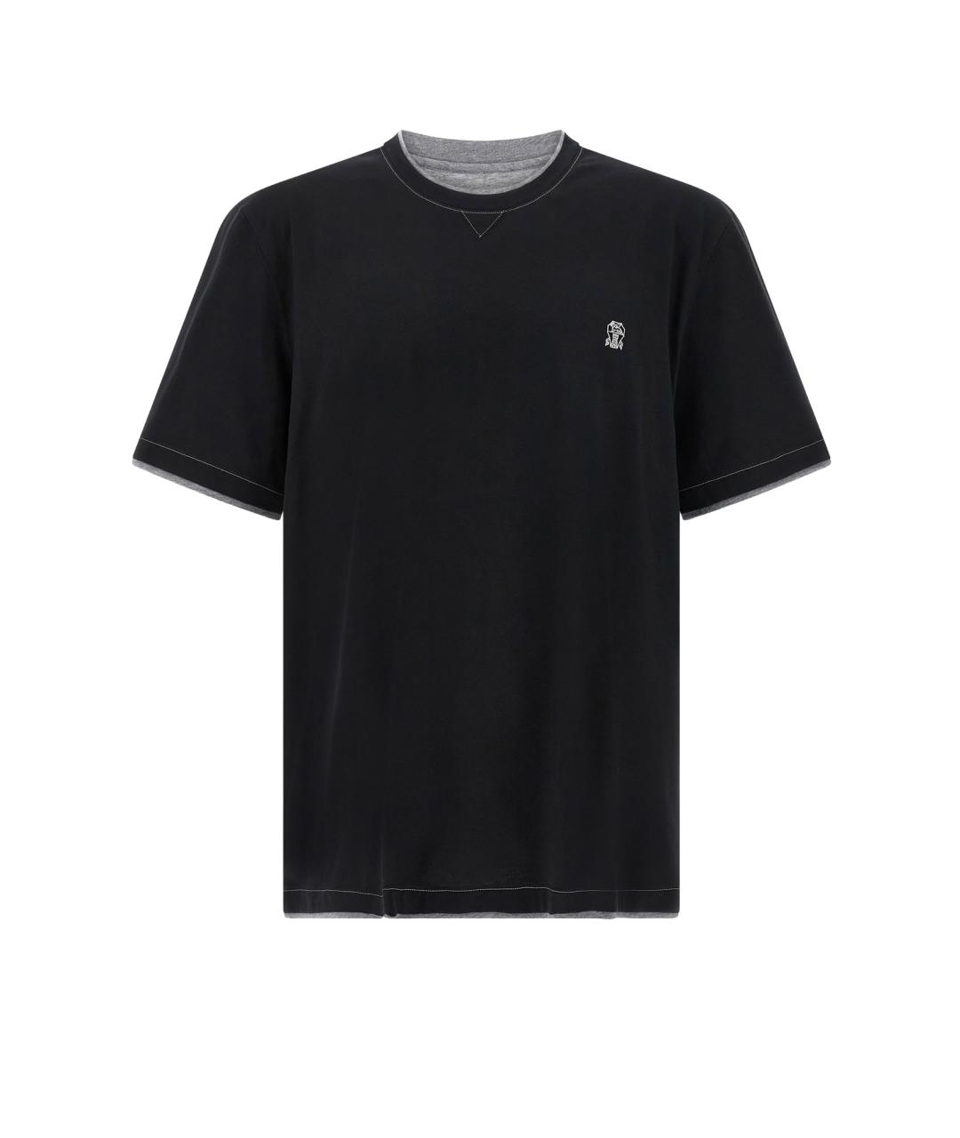 BRUNELLO CUCINELLI Черная хлопковая футболка, фото 1