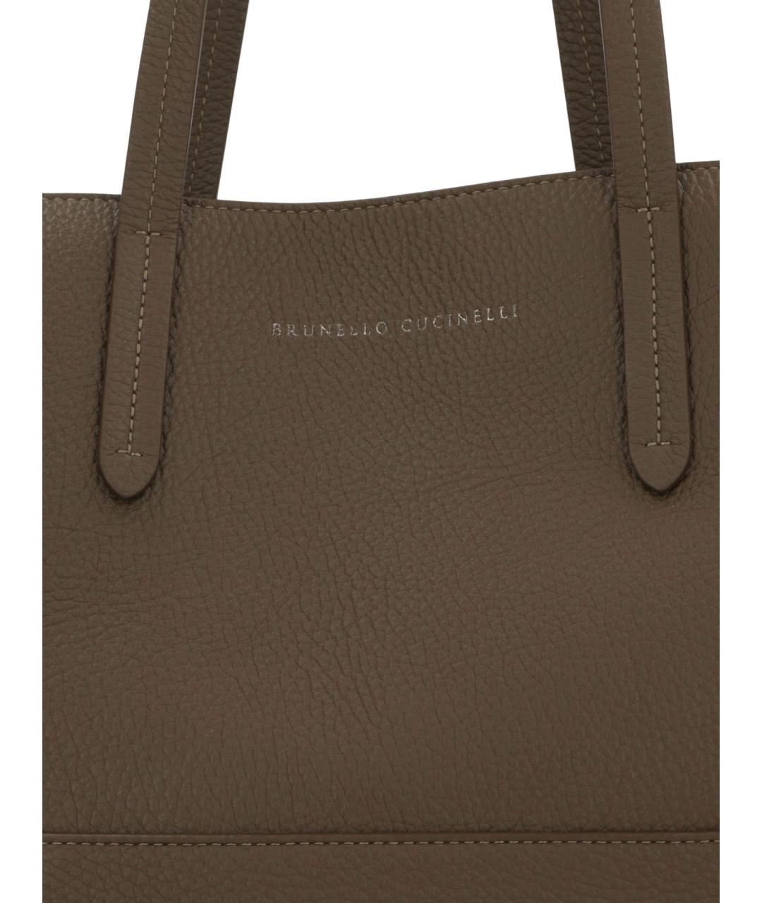 BRUNELLO CUCINELLI Коричневая кожаная сумка тоут, фото 4