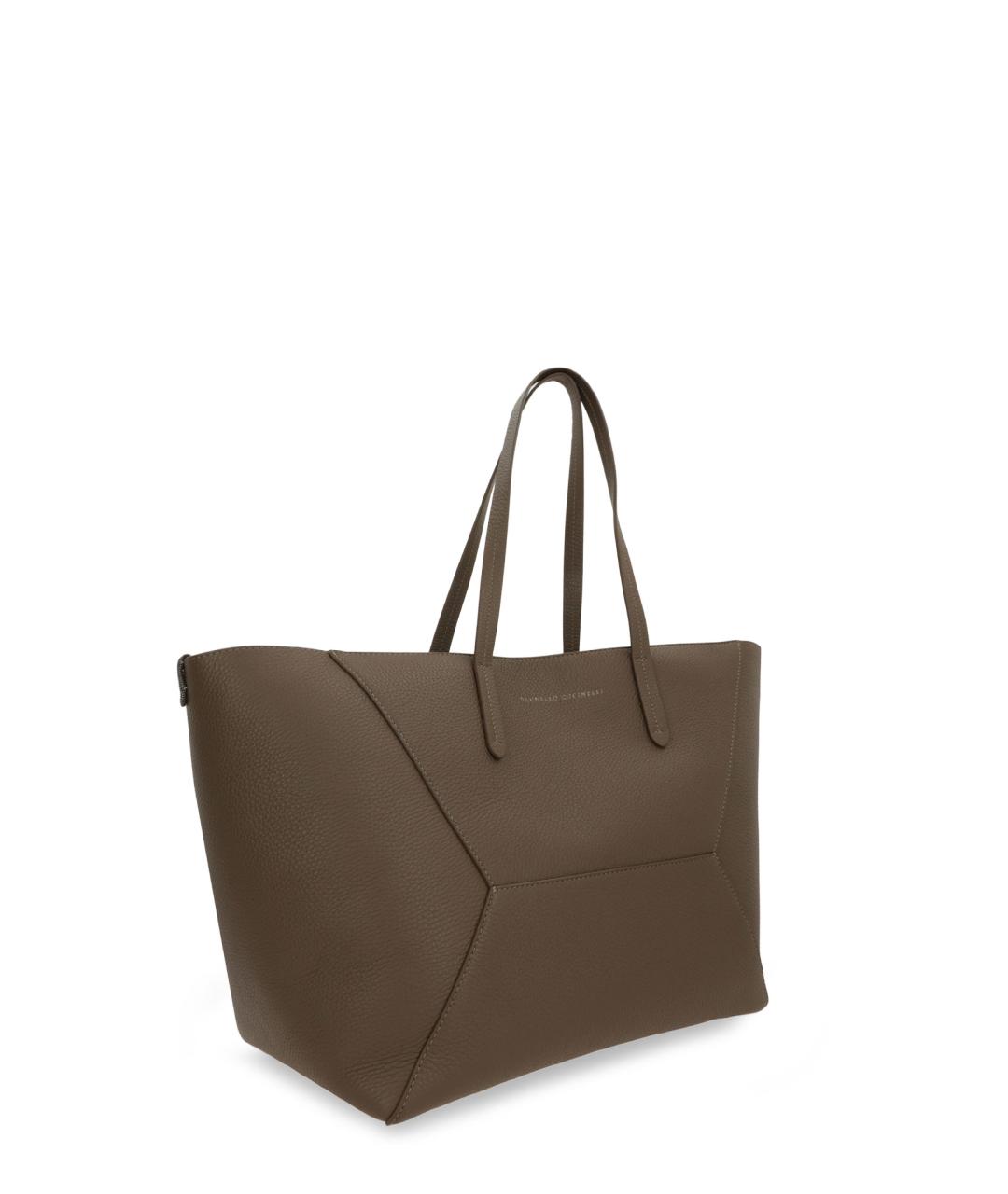 BRUNELLO CUCINELLI Коричневая кожаная сумка тоут, фото 3