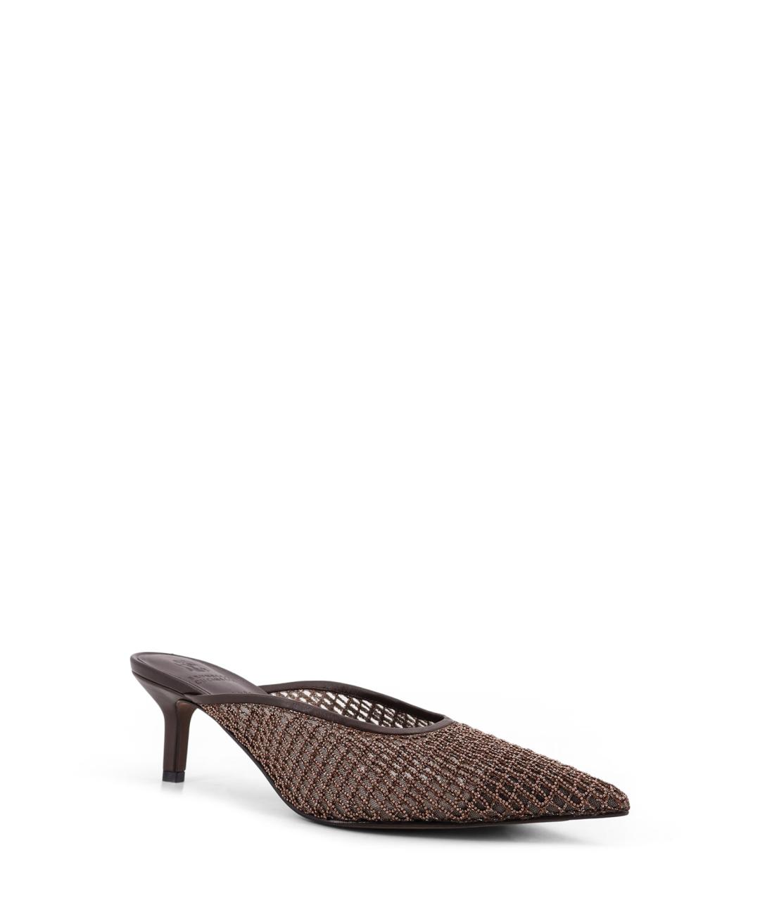 BRUNELLO CUCINELLI Коричневые кожаные мюли, фото 2