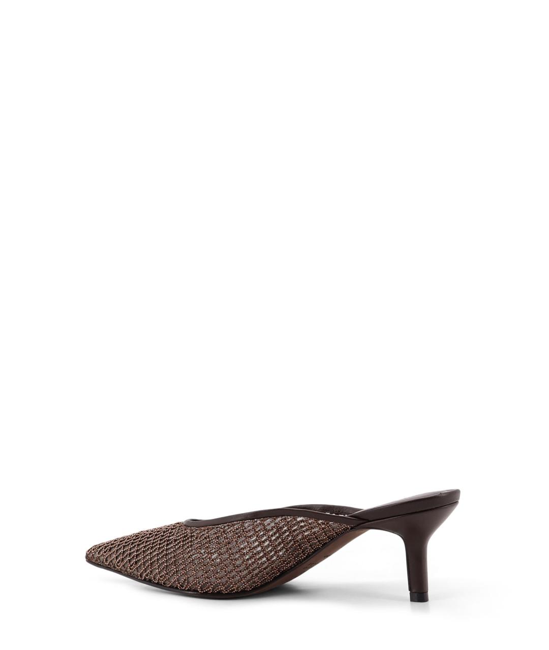 BRUNELLO CUCINELLI Коричневые кожаные мюли, фото 3