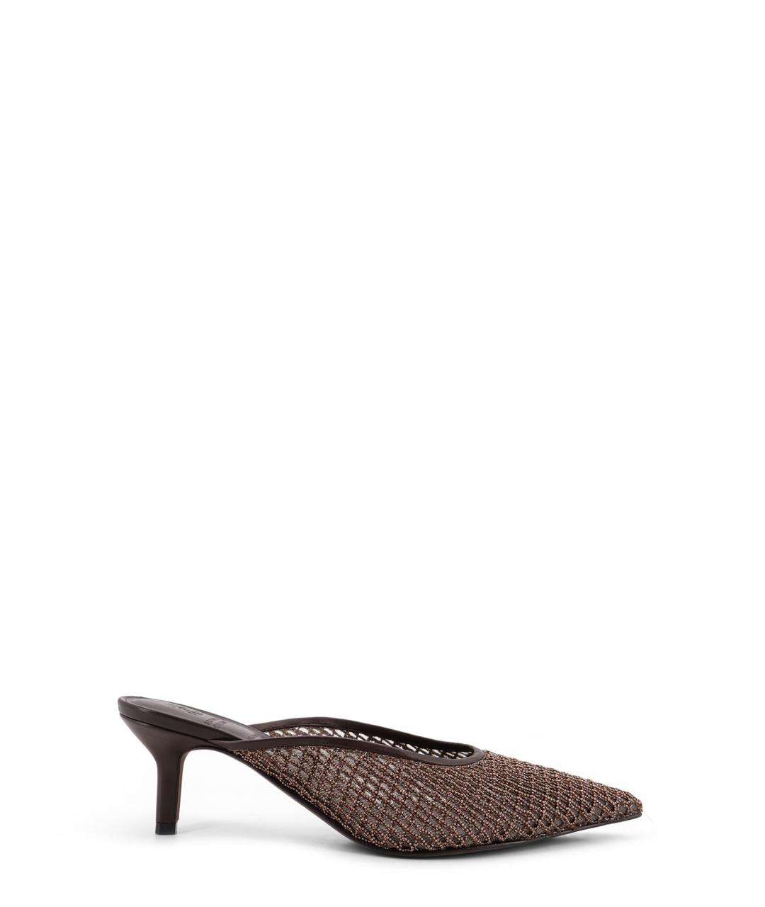 BRUNELLO CUCINELLI Коричневые кожаные мюли, фото 1