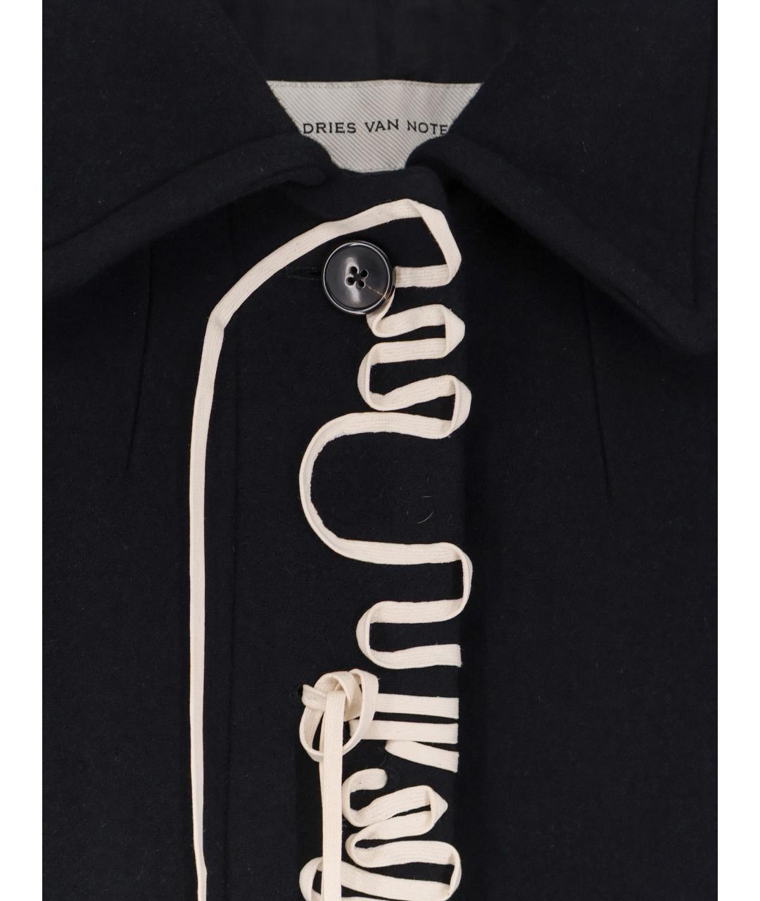 DRIES VAN NOTEN Черное шерстяное пальто, фото 3