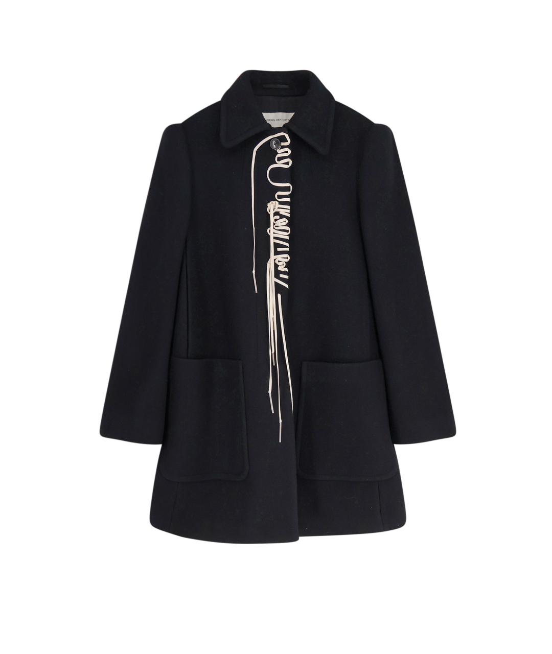 DRIES VAN NOTEN Черное шерстяное пальто, фото 1