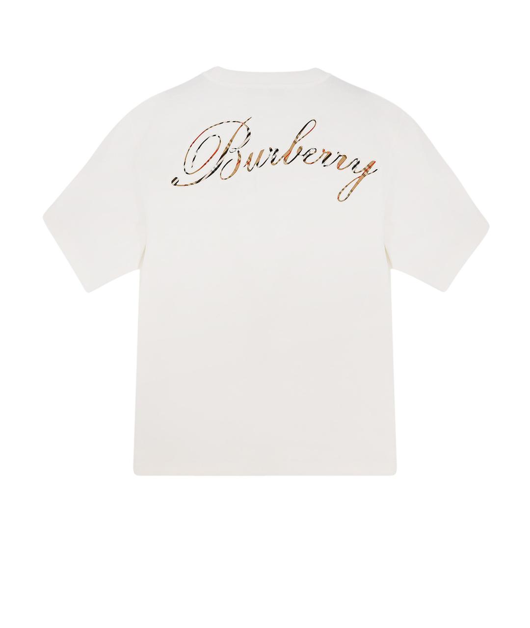BURBERRY Белая хлопковая футболка, фото 2
