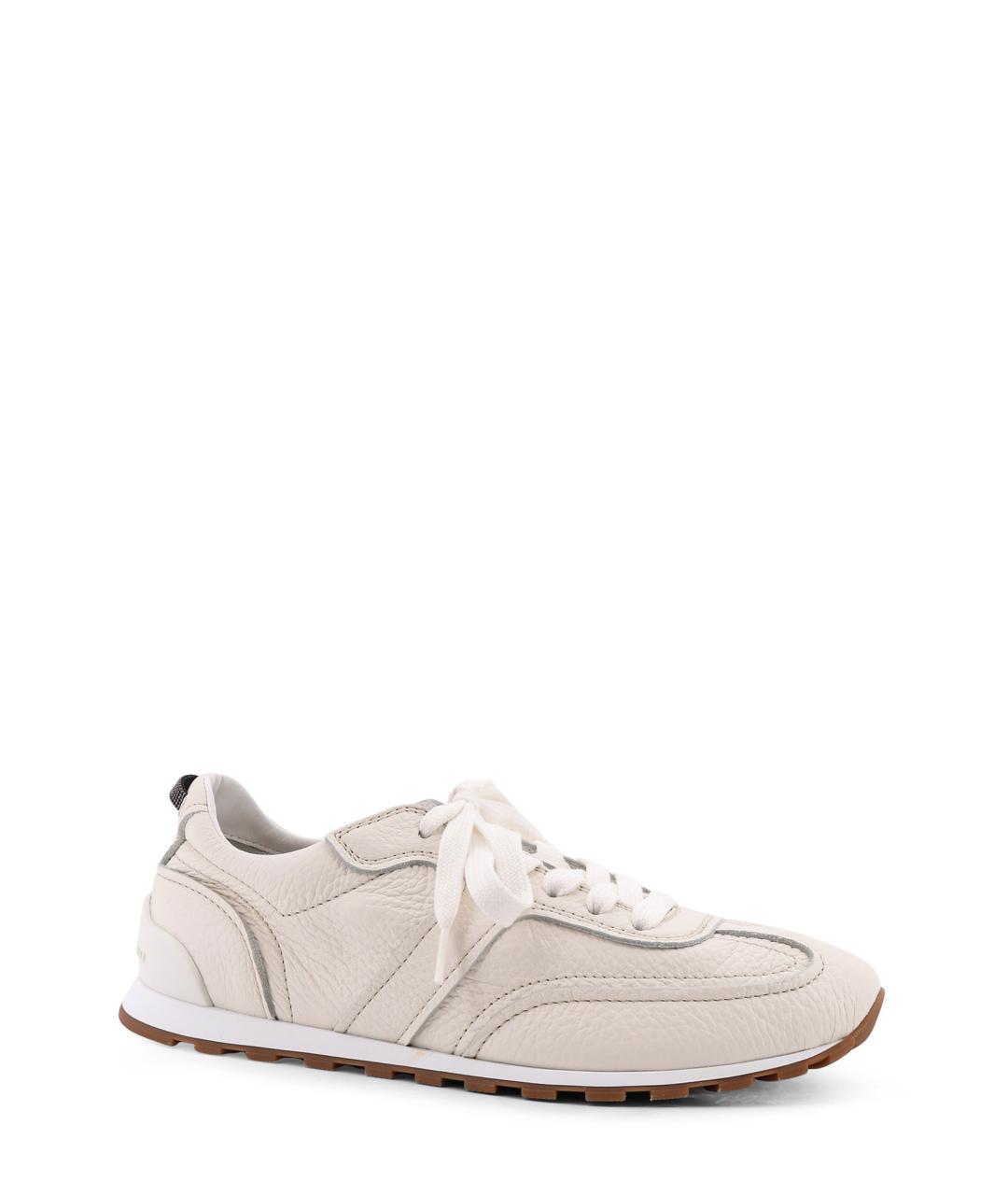BRUNELLO CUCINELLI Бежевые кожаные кроссовки, фото 2