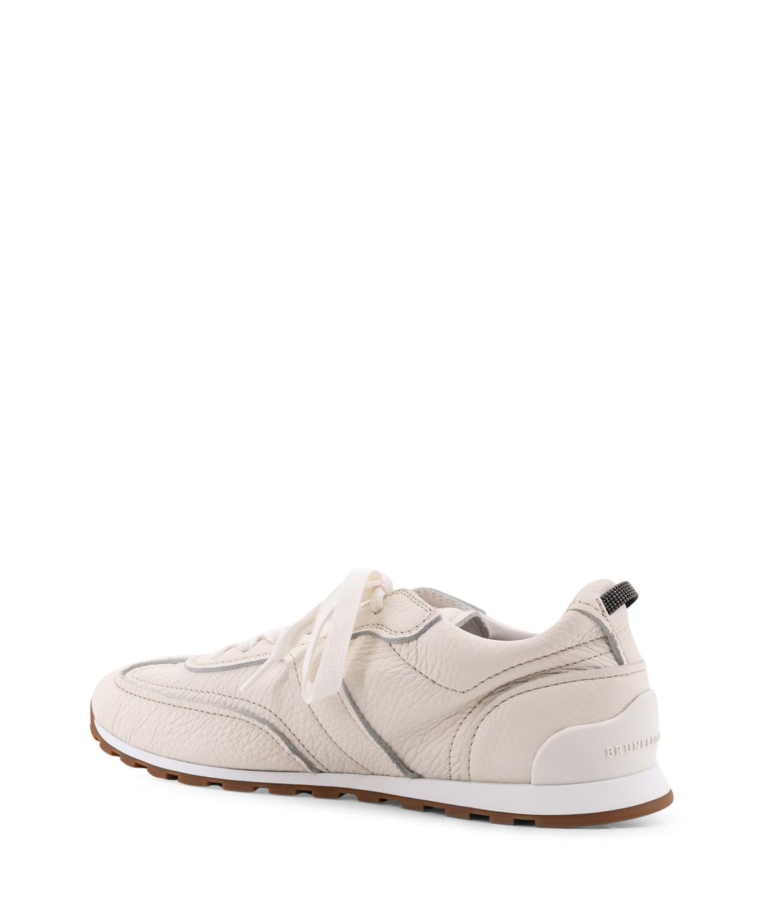 BRUNELLO CUCINELLI Бежевые кожаные кроссовки, фото 3