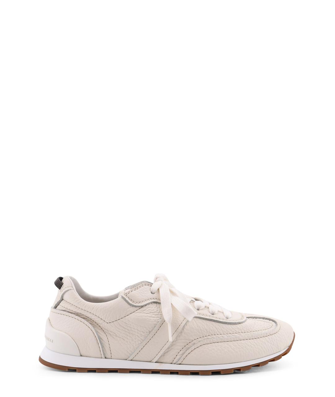 BRUNELLO CUCINELLI Бежевые кожаные кроссовки, фото 1