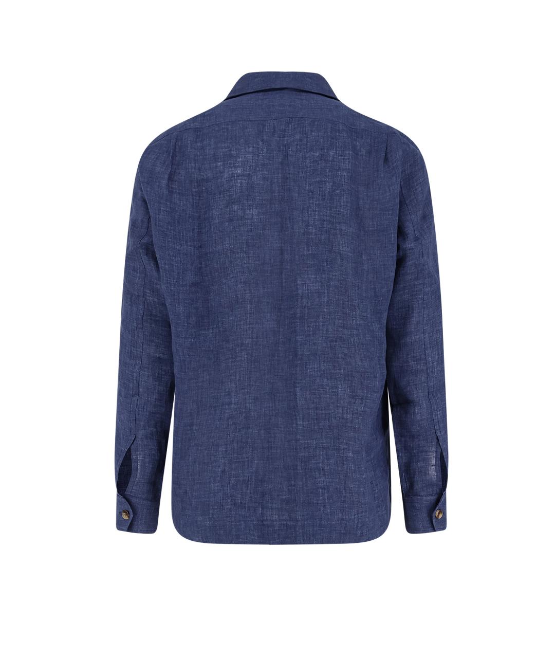 BRUNELLO CUCINELLI Синяя льняная кэжуал рубашка, фото 2