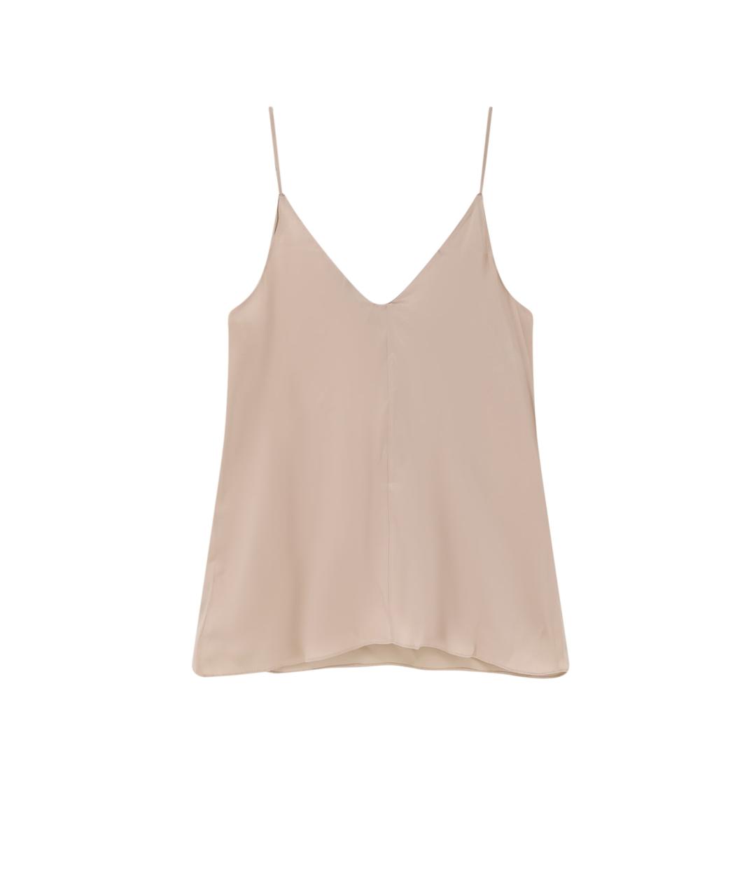 BRUNELLO CUCINELLI Бежевая шелковая майка, фото 2