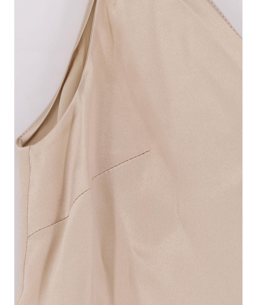 BRUNELLO CUCINELLI Бежевая шелковая майка, фото 3