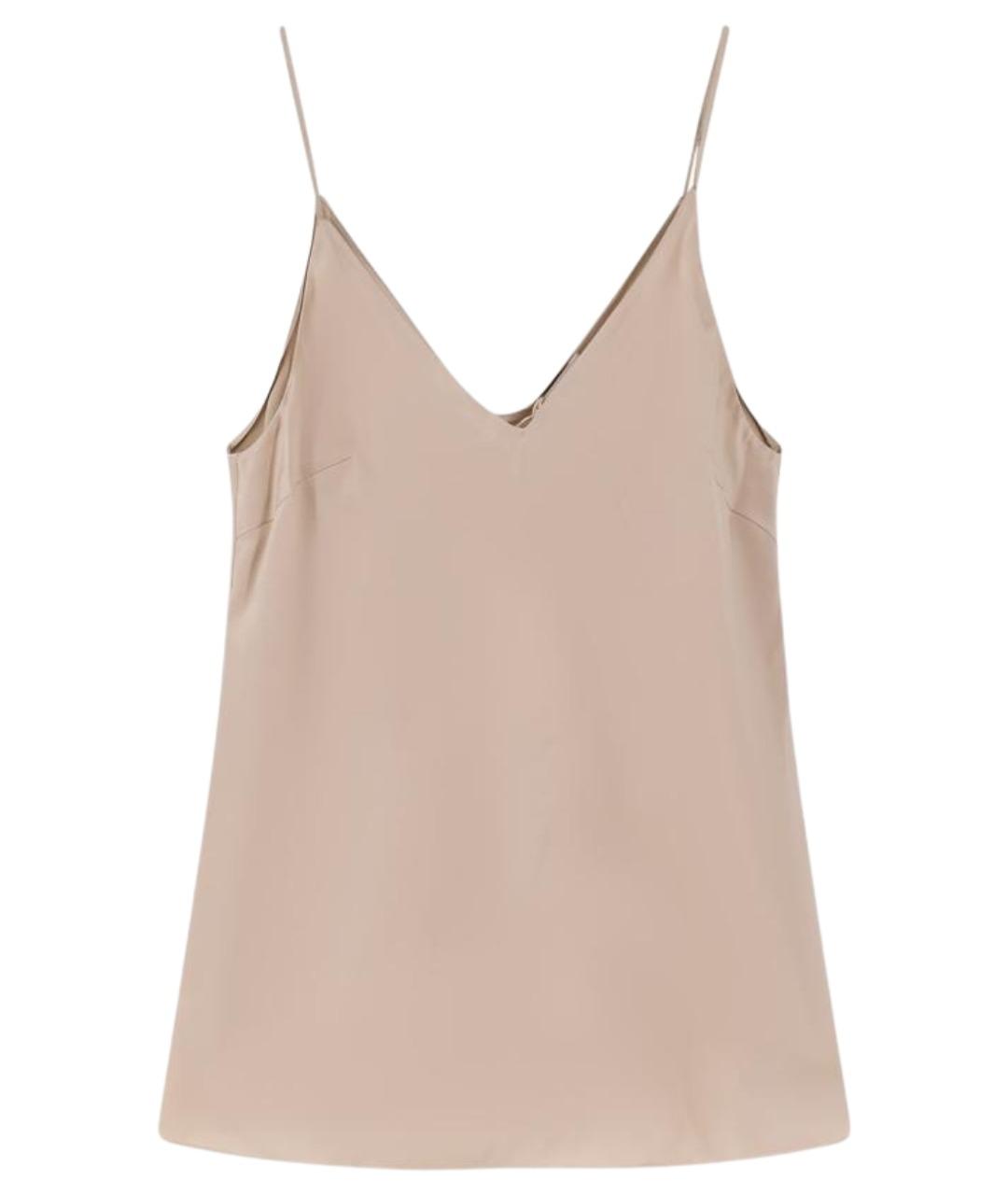 BRUNELLO CUCINELLI Бежевая шелковая майка, фото 1