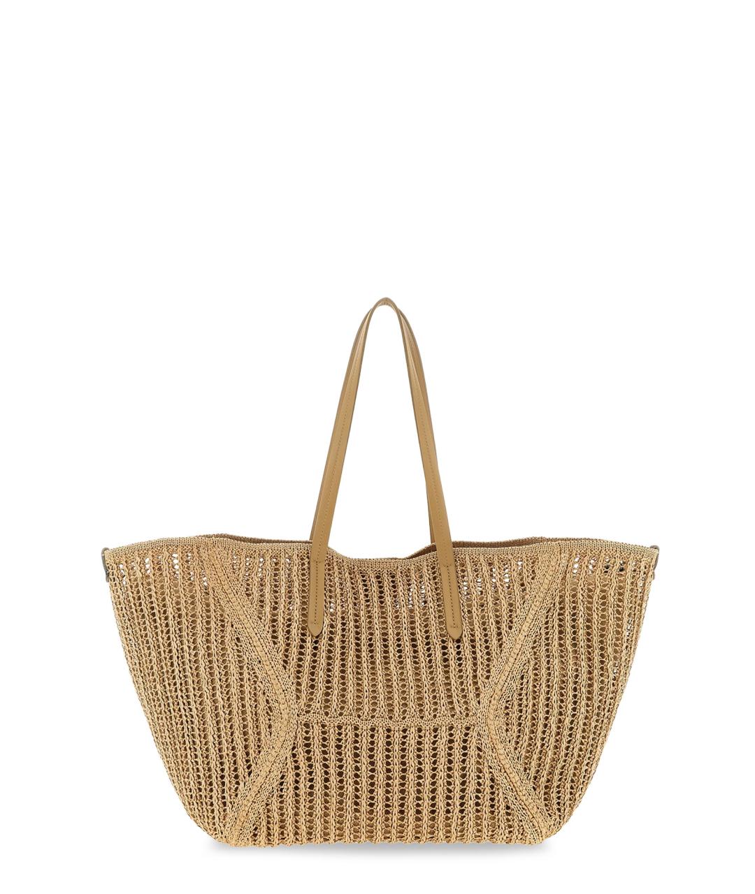 BRUNELLO CUCINELLI Бежевая пелетеная сумка тоут, фото 1