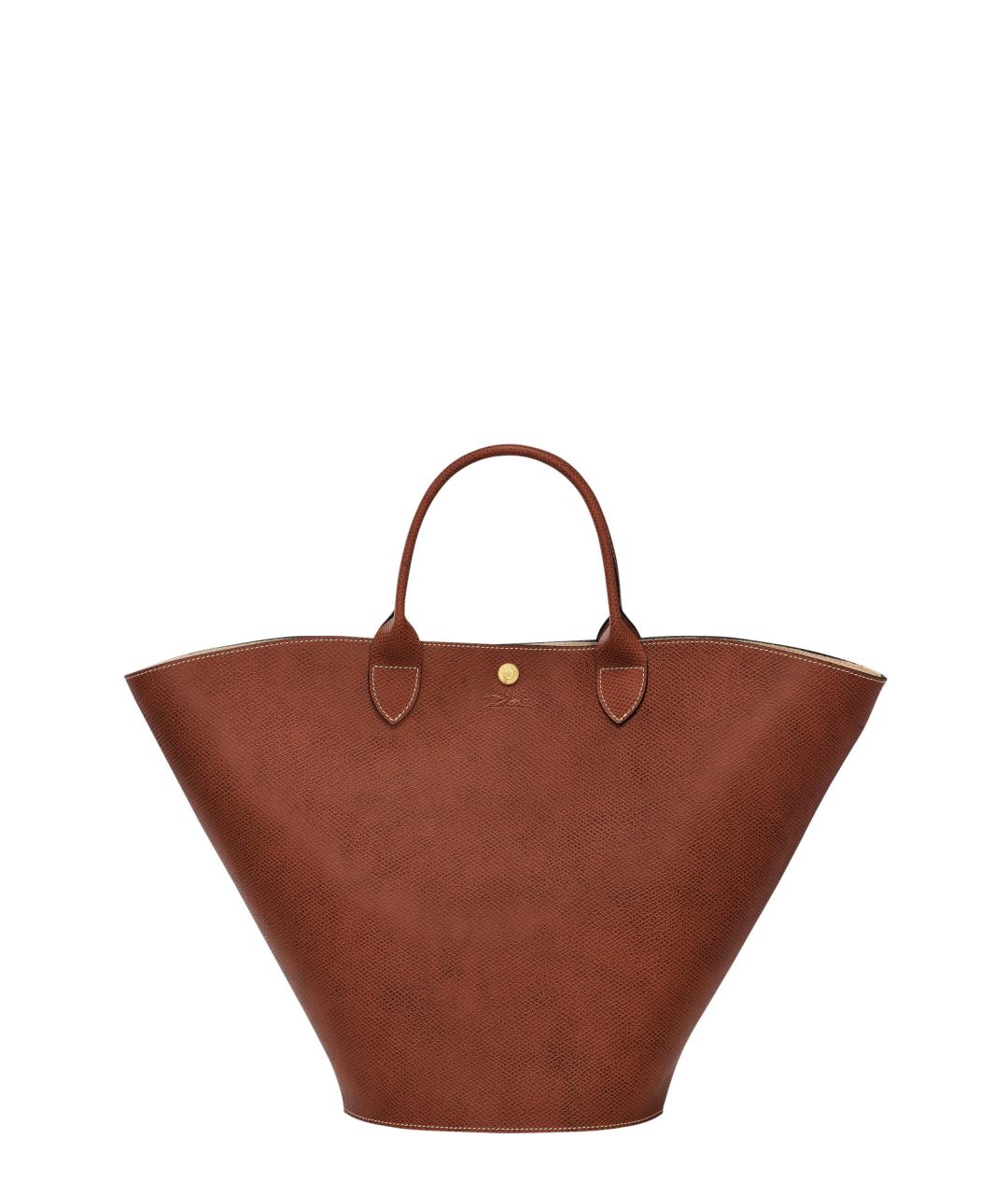 LONGCHAMP Коричневая кожаная сумка тоут, фото 1