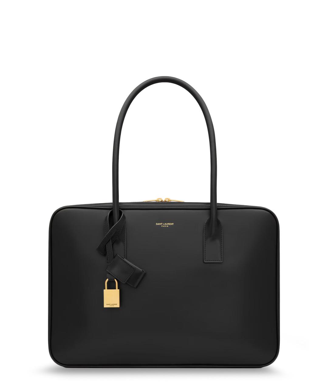 SAINT LAURENT Черная кожаная сумка тоут, фото 1