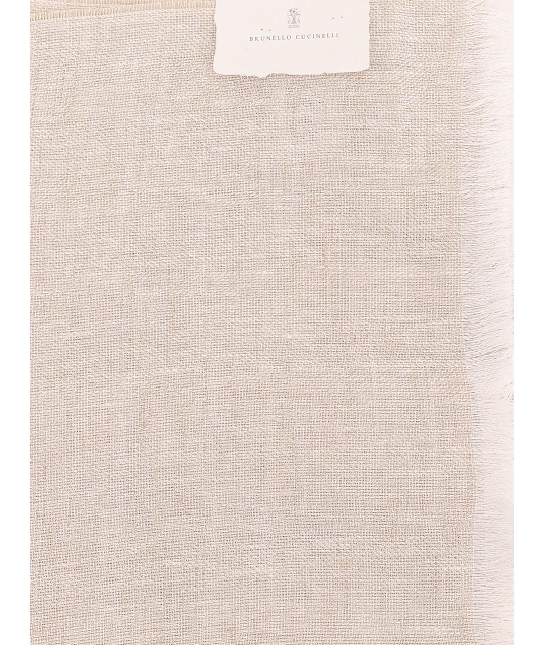 BRUNELLO CUCINELLI Бежевый льняной шарф, фото 3