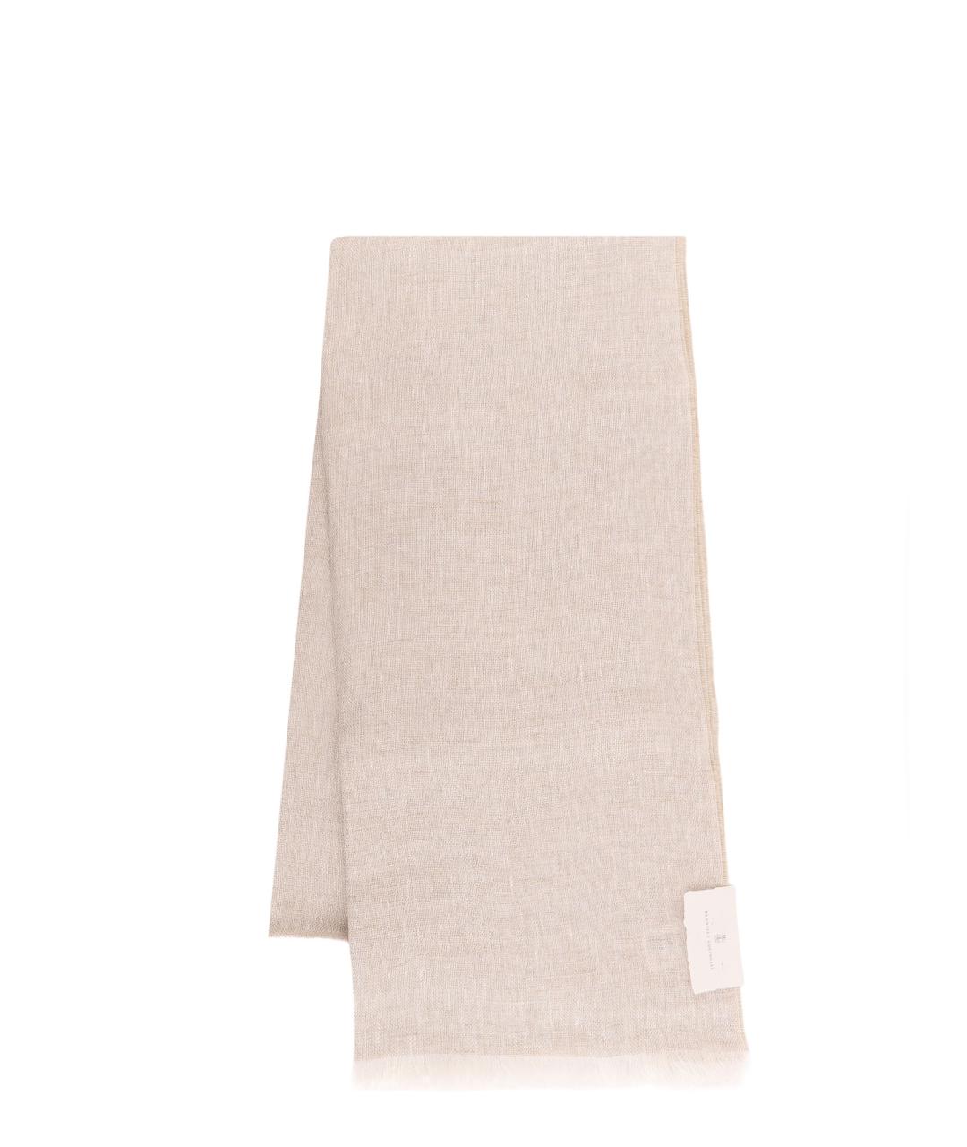BRUNELLO CUCINELLI Бежевый льняной шарф, фото 1