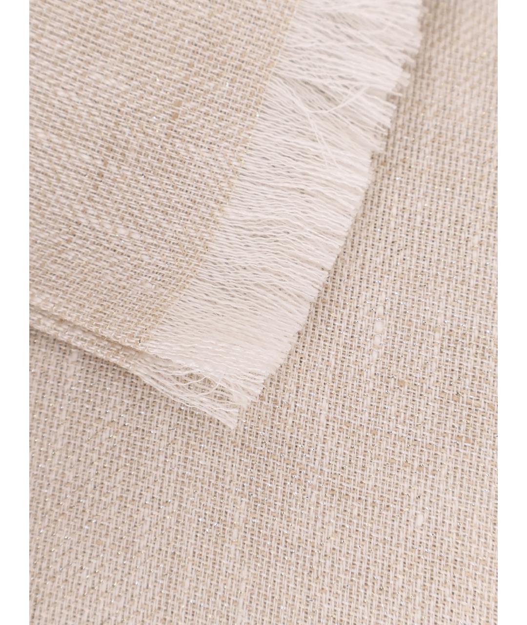 BRUNELLO CUCINELLI Бежевый льняной шарф, фото 2