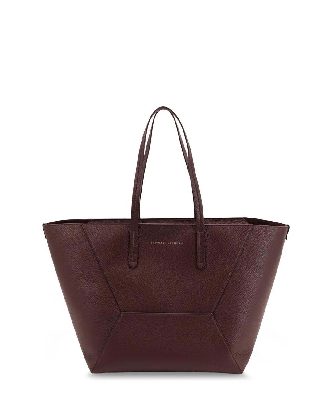 BRUNELLO CUCINELLI Фиолетовая кожаная сумка тоут, фото 1