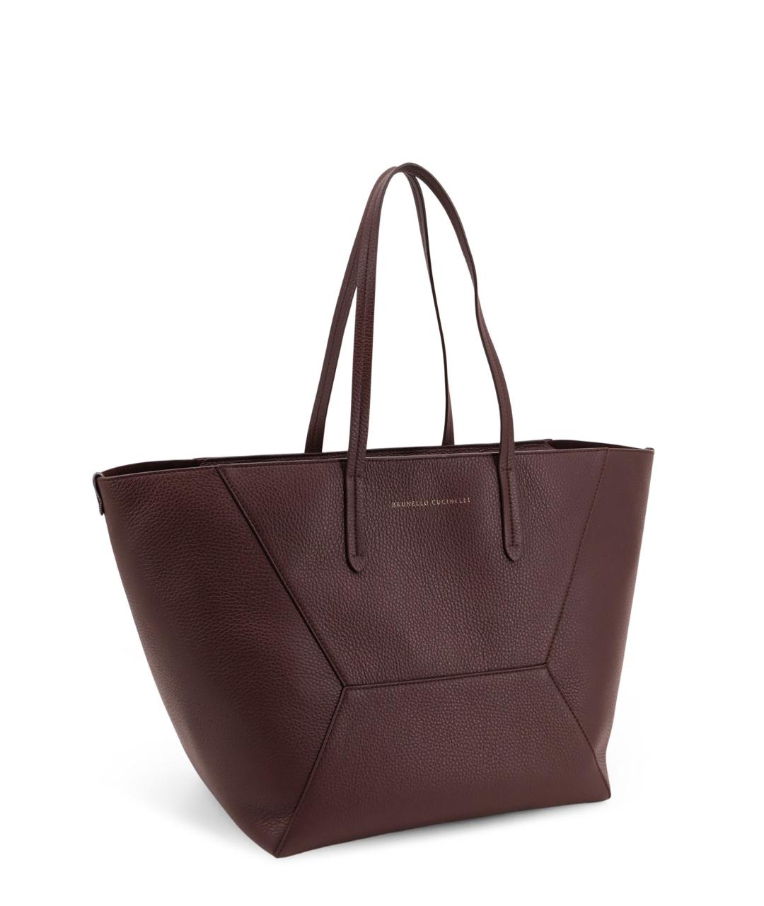 BRUNELLO CUCINELLI Фиолетовая кожаная сумка тоут, фото 3