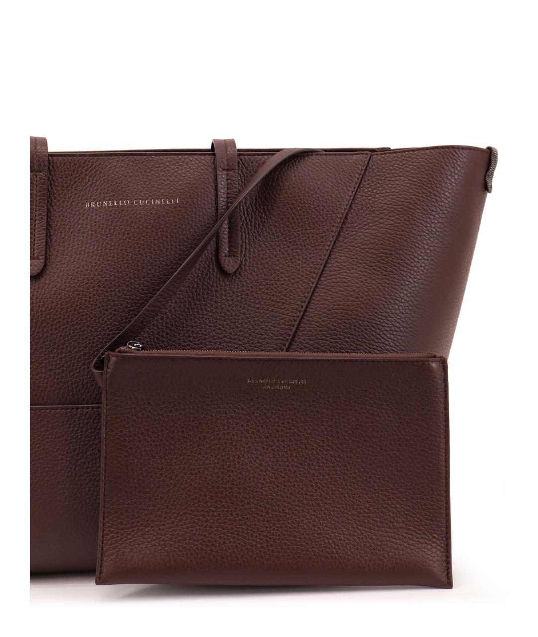 BRUNELLO CUCINELLI Фиолетовая кожаная сумка тоут, фото 4