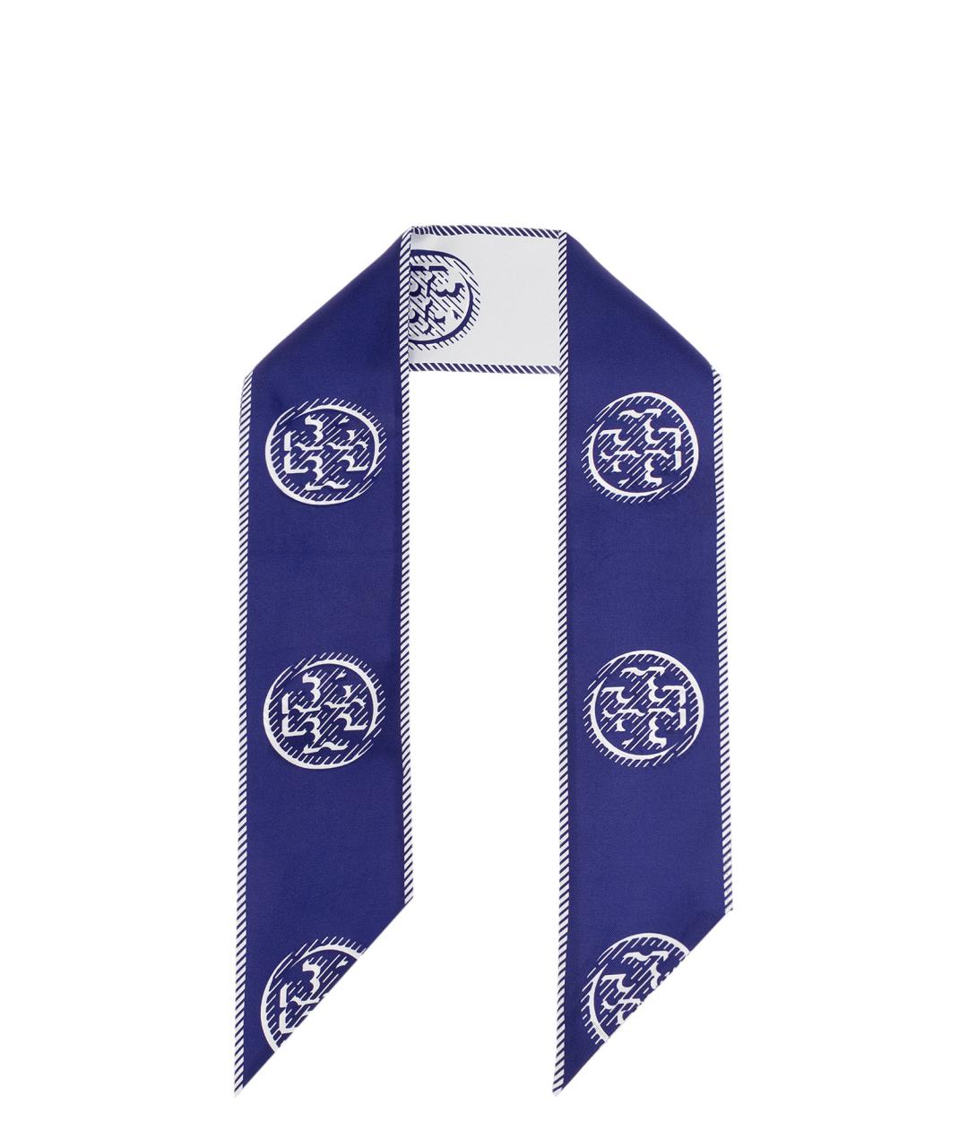 TORY BURCH Синий шелковый шарф, фото 1