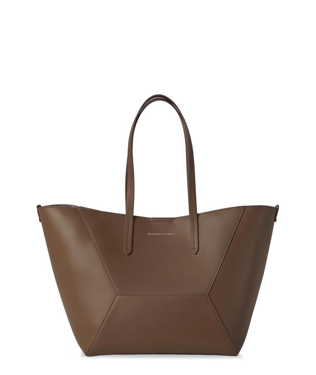 BRUNELLO CUCINELLI Коричневая кожаная сумка тоут, фото 1