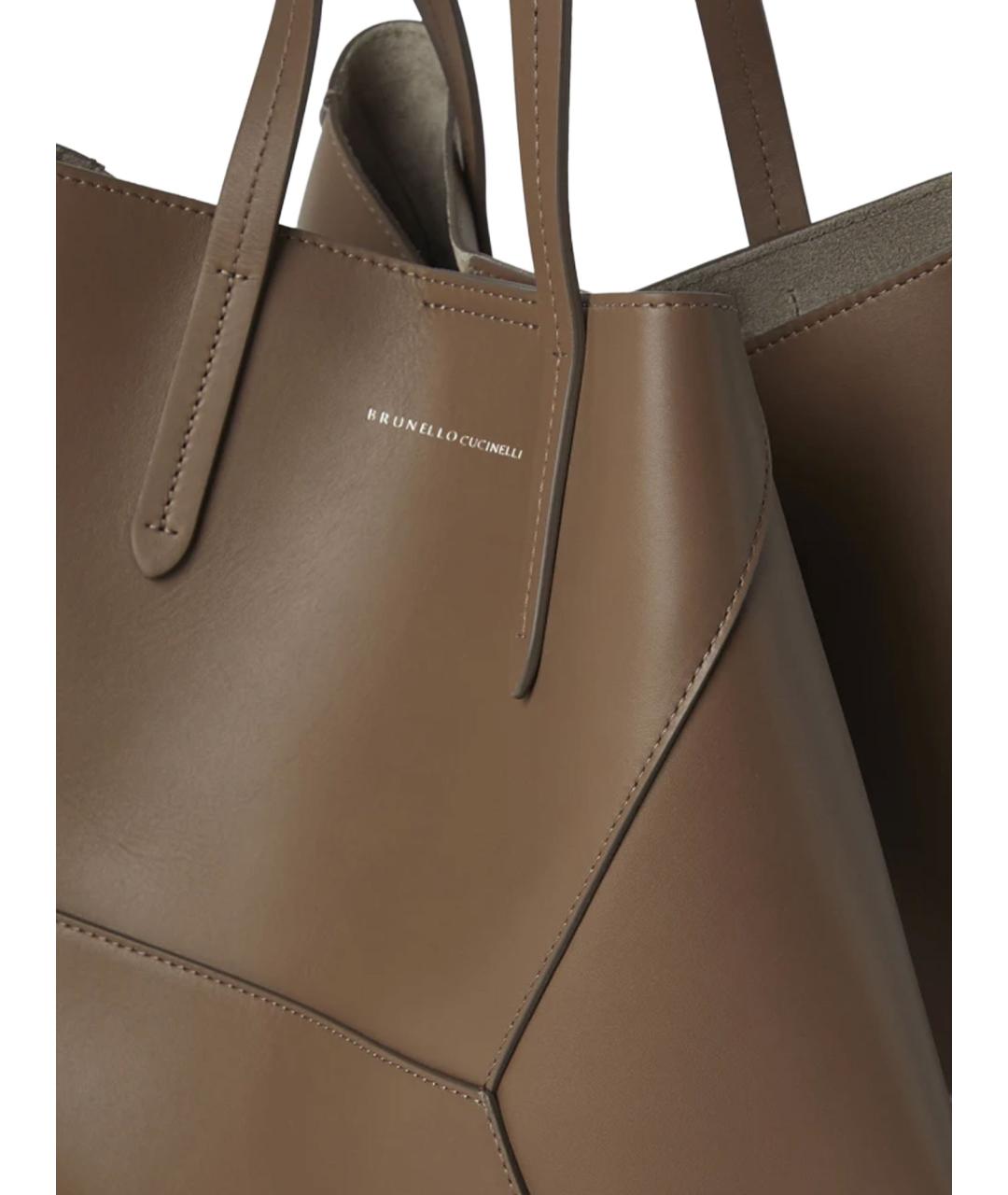 BRUNELLO CUCINELLI Коричневая кожаная сумка тоут, фото 4