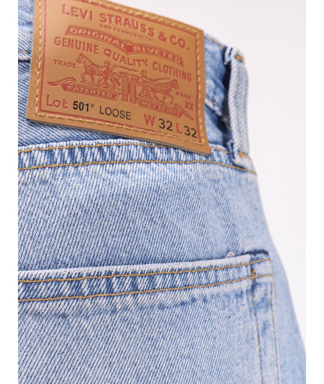 LEVI'S Голубые хлопковые прямые джинсы, фото 3