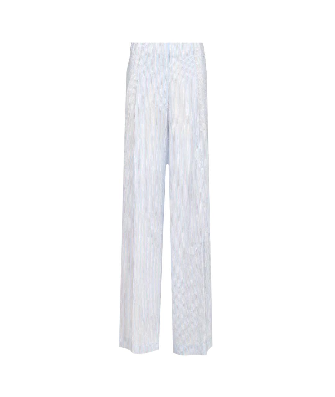 DRIES VAN NOTEN Голубые вискозные прямые брюки, фото 1