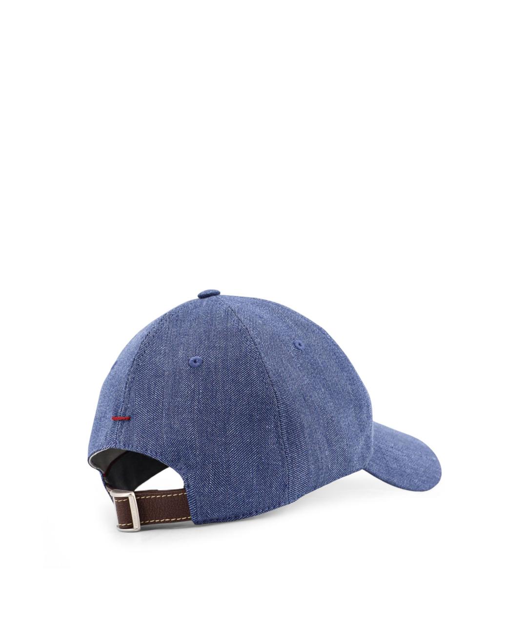 BRUNELLO CUCINELLI Синяя льняная кепка/бейсболка, фото 3