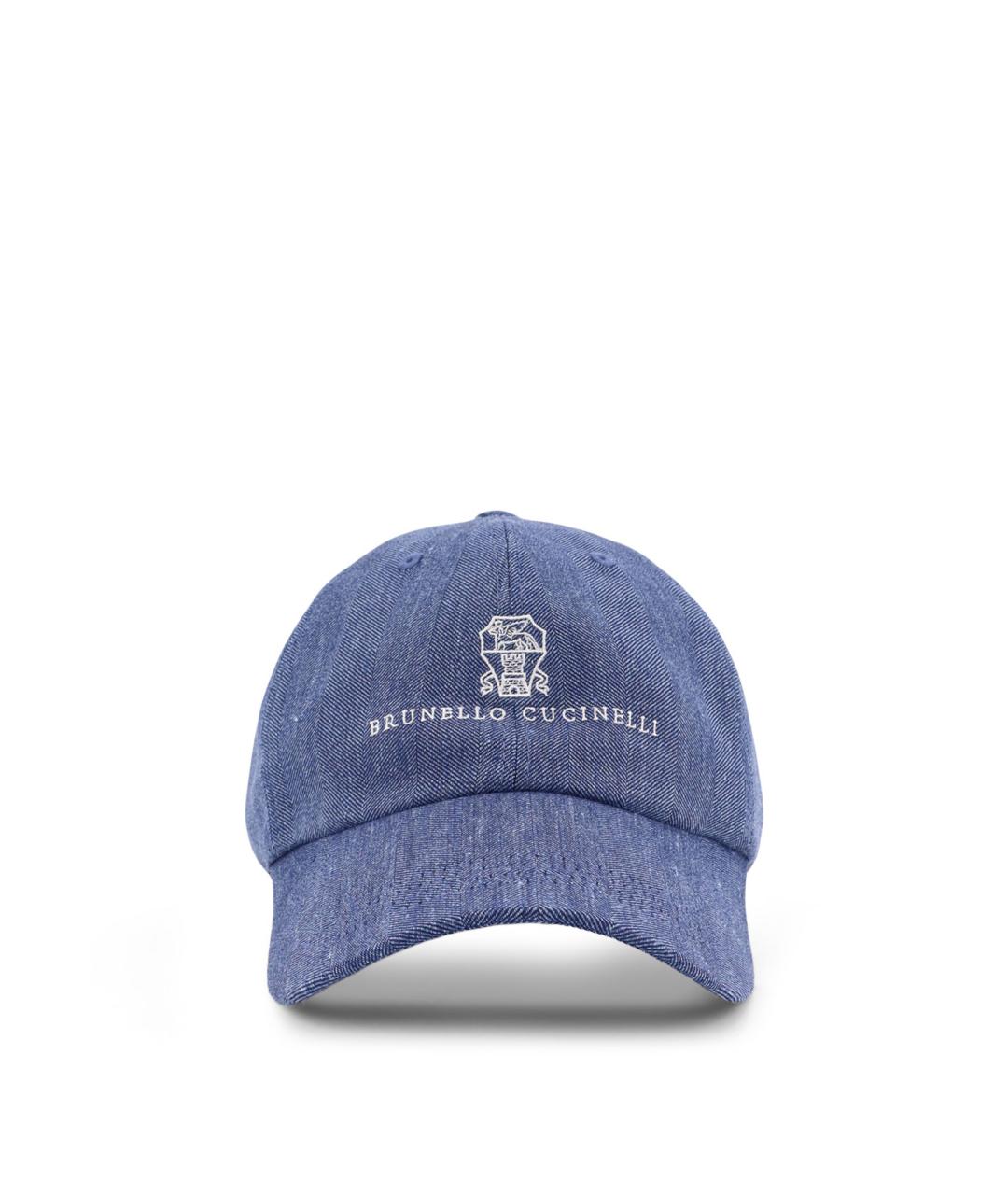 BRUNELLO CUCINELLI Синяя льняная кепка/бейсболка, фото 1