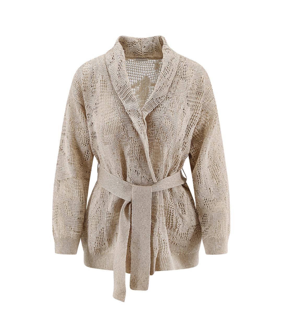 BRUNELLO CUCINELLI Бежевый льняной кардиган, фото 1