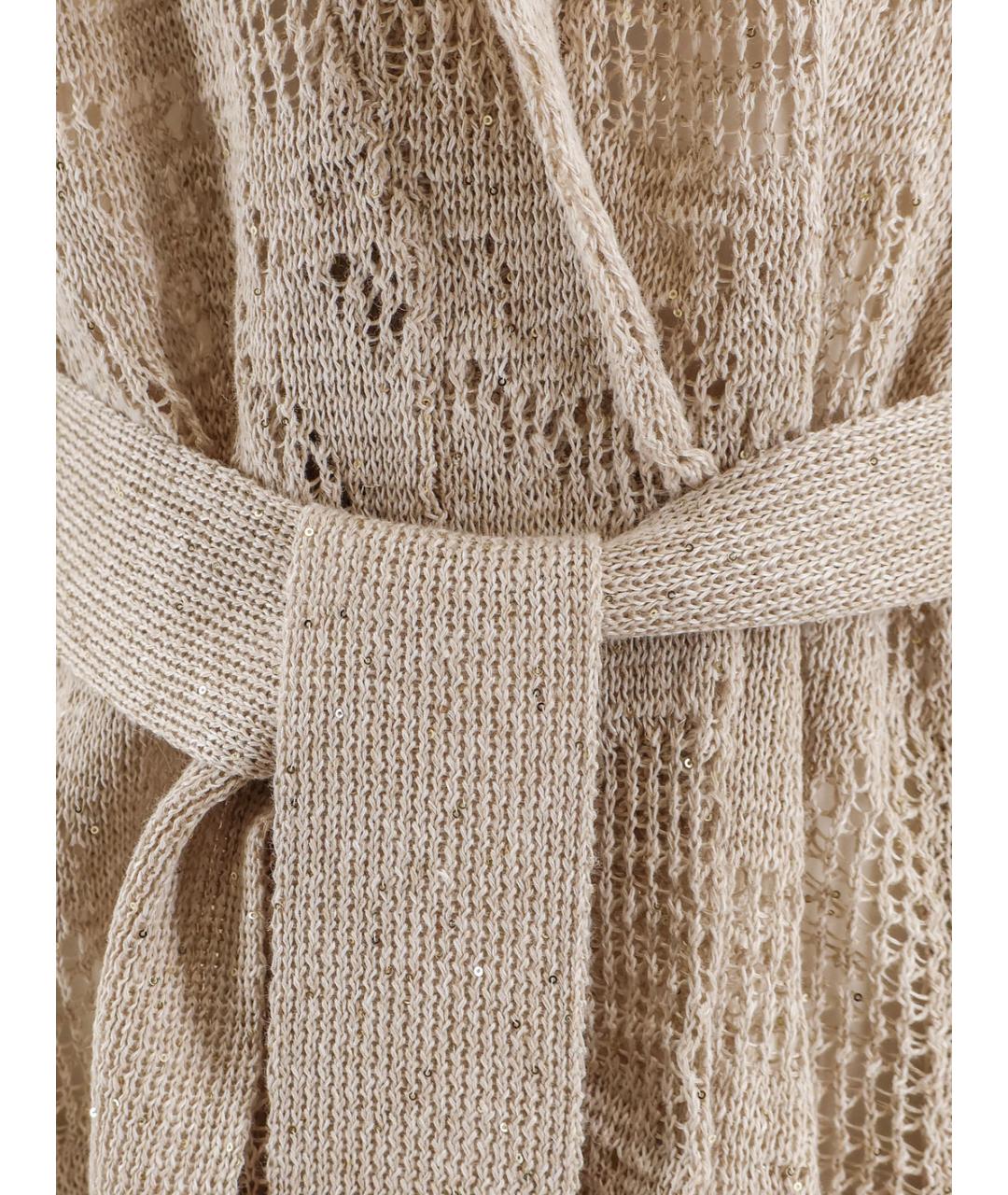 BRUNELLO CUCINELLI Бежевый льняной кардиган, фото 3