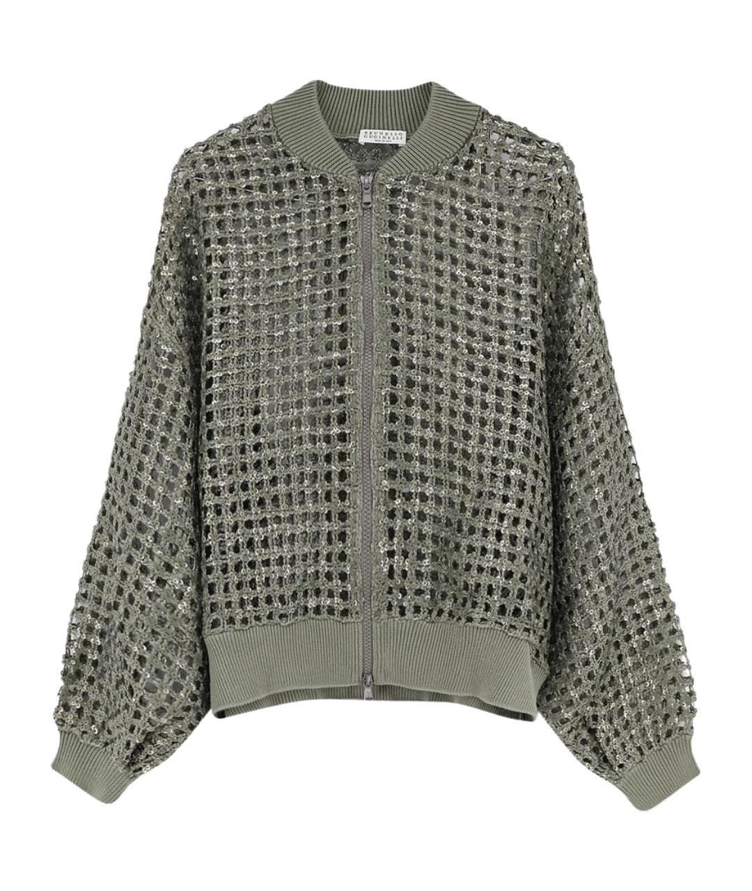 BRUNELLO CUCINELLI Зеленый льняной кардиган, фото 1