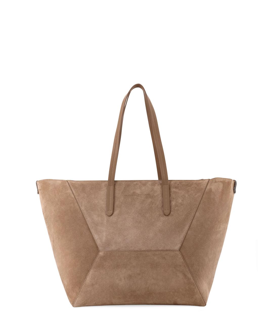 BRUNELLO CUCINELLI Бежевая замшевая сумка тоут, фото 1