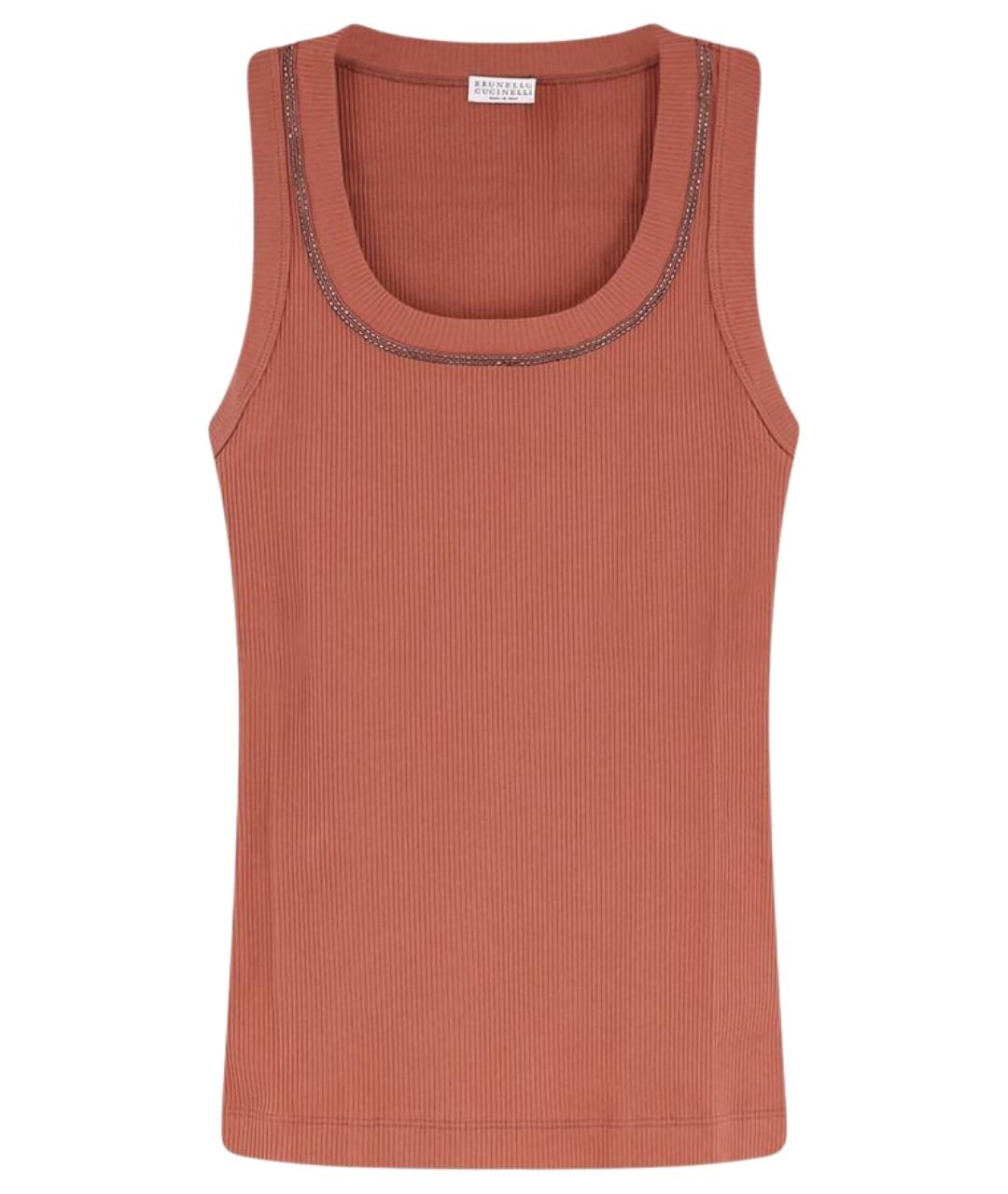 BRUNELLO CUCINELLI Коралловая хлопковая майка, фото 1
