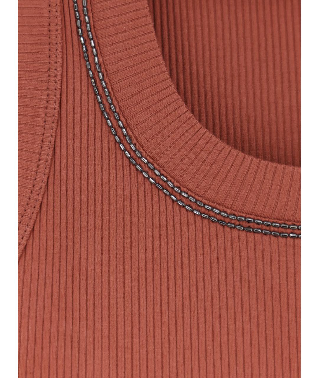 BRUNELLO CUCINELLI Коралловая хлопковая майка, фото 3